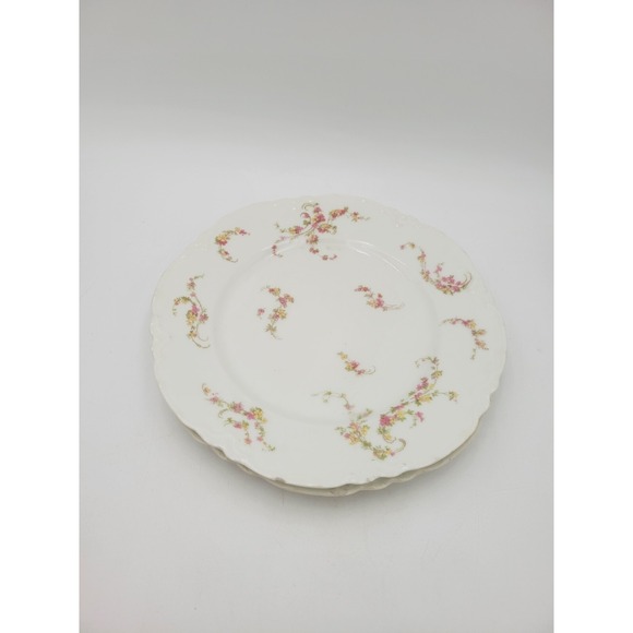 2 Antique Haviland Limoges 8.5 Salad Plates 233 Norma Pink Yellow Flowers AS-IS - Picture 2 of 10